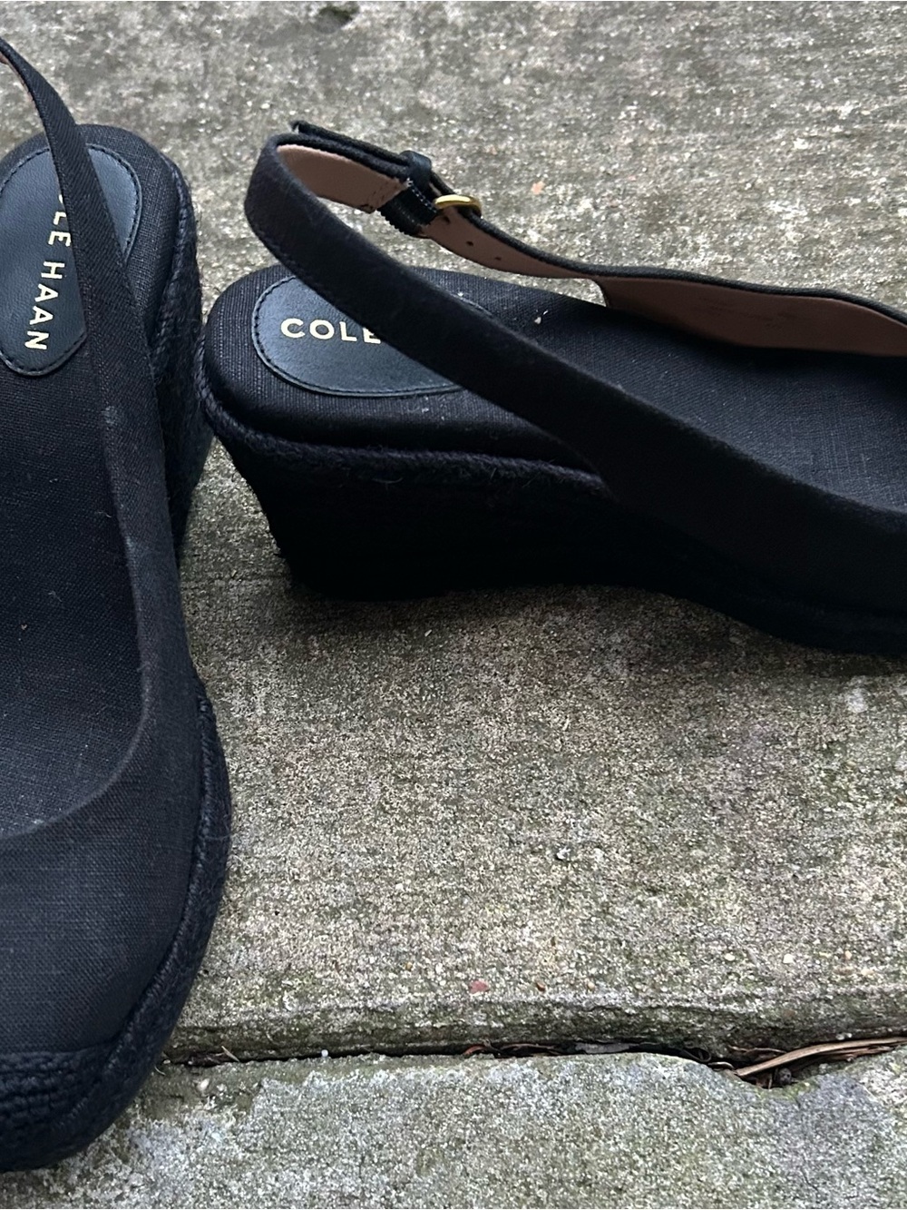 Cole Haan Black Canvas Slingback Espadrille Flats - Picture 3 of 5
